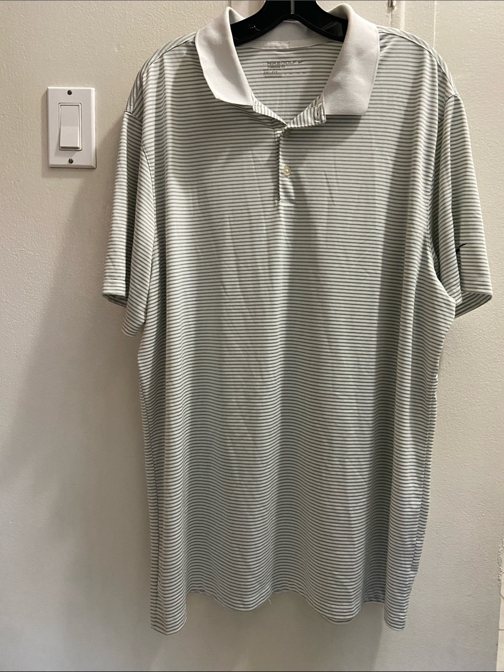 Nike Men's Polo in White and Light Gray Stripes